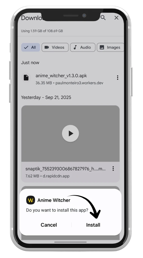 قم بتثبيت التطبيق